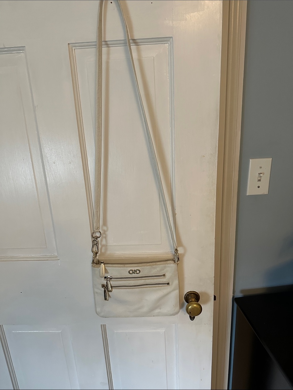 Cole Haan Cream Crossbody Bag with Silver Hardware